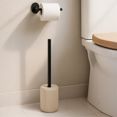 GoodHome Toko Beige Stainless Steel Toilet Brush & Holder - image 1