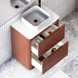 Royal Bathrooms Avenza 700mm Terracotta Clay Floor Standing Countertop Bathroom Vanity Unit 2 Drawer With Elena Basin - thumbnail 5