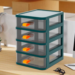 Living And Home Green 4-Tier Plastic Desktop Stationery Cosmetic Storage Box Makeup Drawer Organizer With Handle