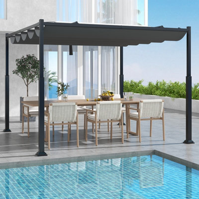 Costway 310 X 310Cm Outdoor Pergola Sunshade Pavilion Gazebo W/ Retractable Canopy - image 1