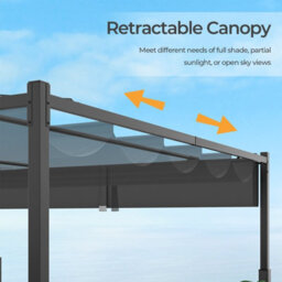 Costway 310 X 310Cm Outdoor Pergola Sunshade Pavilion Gazebo W/ Retractable Canopy - thumbnail 5