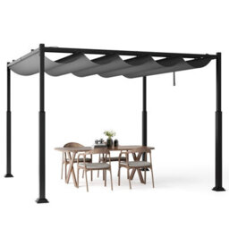 Costway 310 X 310Cm Outdoor Pergola Sunshade Pavilion Gazebo W/ Retractable Canopy - thumbnail 3