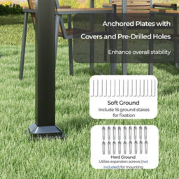 Costway 310 X 310Cm Outdoor Pergola Sunshade Pavilion Gazebo W/ Retractable Canopy - thumbnail 9