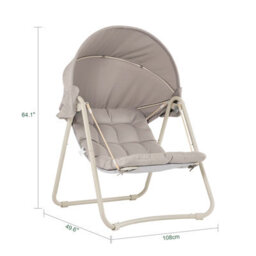 Sobuy Ogs62-Mi,  Outdoor Hanging Chair Garden Seating Garden Chairs Garden Sofa Swing Chair With Stand Adjustable Canopy - thumbnail 2