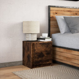 Berkfield Bedside Cabinet With Led Lights Smoked Oak Engineered Wood - thumbnail 4