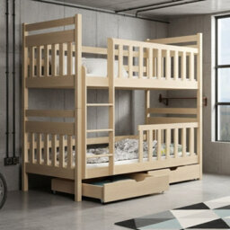 Monika Bunk Bed With Flex Slats 2 Drawers Safety Rails Reversible Ladder Converts To Two Single Beds 90X190 Pine - thumbnail 1