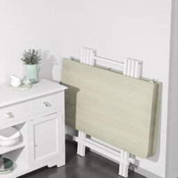 Living And Home Outdoor Heavy Duty Square White Wooden Tabletop Folding Table With Metal Leg 800 X 800 mm - thumbnail 2