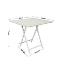 Living And Home Outdoor Heavy Duty Square White Wooden Tabletop Folding Table With Metal Leg 800 X 800 mm - thumbnail 6