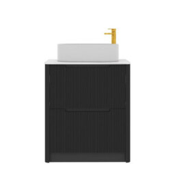 Royal Bathrooms Avenza 700mm Matt Obsidian Black Floor Standing Countertop Bathroom Vanity Unit 2 Drawer With Peak Basin - thumbnail 6