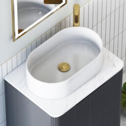 Royal Bathrooms Avenza 700mm Matt Obsidian Black Floor Standing Countertop Bathroom Vanity Unit 2 Drawer With Peak Basin - thumbnail 7