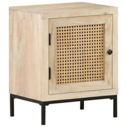 Berkfield Bedside Cabinet 40X30X50 Cm Solid Mango Wood And Natural Cane - thumbnail 9