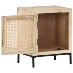 Berkfield Bedside Cabinet 40X30X50 Cm Solid Mango Wood And Natural Cane - thumbnail 3