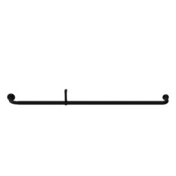 GoodHome Araxos Matt Black Extendable Single Curtain Pole Set, (L)1200mm-2100mm (Dia)28mm - thumbnail 1