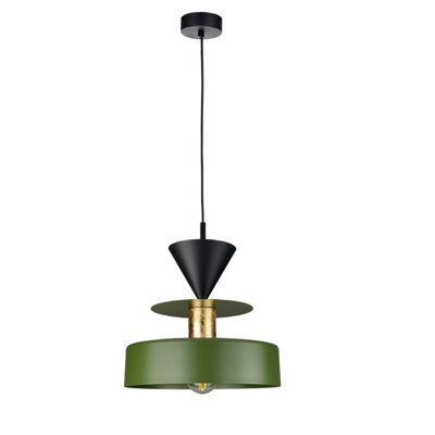 Luminosa Lighting Luminosa Valia Dome Pendant Ceiling Light Green, Gold, Black 1X E27 - image 1