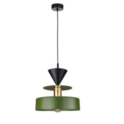 Luminosa Lighting Luminosa Valia Dome Pendant Ceiling Light Green, Gold, Black 1X E27 - thumbnail 1
