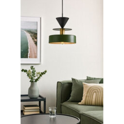 Luminosa Lighting Luminosa Valia Dome Pendant Ceiling Light Green, Gold, Black 1X E27 - thumbnail 2