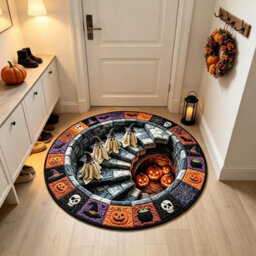 Amorly 60Cm 3D Halloween Optical Illusion Rug, Spooky Depth Effect Carpet, Quilted Non Slip Mat For Doorway, Bedroom, Indoor Decor - thumbnail 6