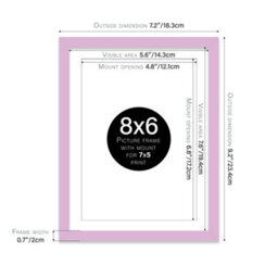"8X6"" Lilac Frame With Mount For 7X5"" Pictures 20mm Slim Edge Portrait And Landscape Display With Wall Hooks And Kickstand" - thumbnail 2