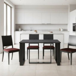 Borys Extendable Dining Table 130 And 210X80 Cm Modern Laminated Table With Black Legs Dark Concrete Oak