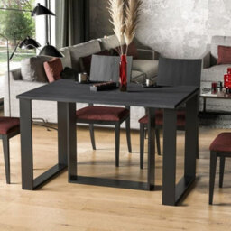 Borys Extendable Dining Table 130 And 210X80 Cm Modern Laminated Table With Black Legs Dark Concrete Oak - thumbnail 2