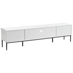 Wyld and Coco Nordicluxe White Lacquered Mdf Tv Stand With Metal Legs, Ribbed Fronts And Cable Management - Wide Cabinet For Living Room - thumbnail 6