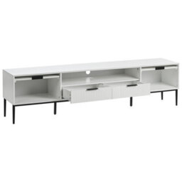 Wyld and Coco Nordicluxe White Lacquered Mdf Tv Stand With Metal Legs, Ribbed Fronts And Cable Management - Wide Cabinet For Living Room - thumbnail 5