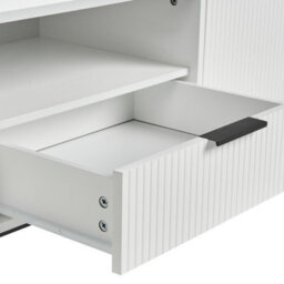Wyld and Coco Nordicluxe White Lacquered Mdf Tv Stand With Metal Legs, Ribbed Fronts And Cable Management - Wide Cabinet For Living Room - thumbnail 8