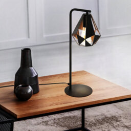 Eglo Carlton 4 Vintage Table Lamp, E27, Black & Antique Copper Steel Frame, Geometric Design, Indoor Decorative Lighting