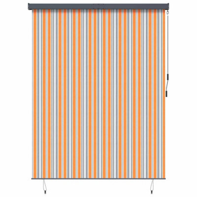 Berkfield Modern Outdoor Roller Blind Manual Yellow And Blue 220 X 250 Cm Fabric