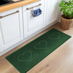 Nicoman Pvc Heart Embossed Spaghetti Coil Hallway Kitchen Entrance Runner Rug 150Cm X 60Cm - Green - thumbnail 1