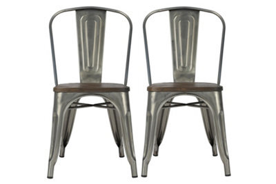Dorel Fusion Dining Chair In Metal In Gun Metal, 2 Pieces - image 1
