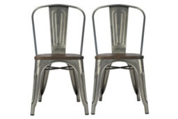 Dorel Fusion Dining Chair In Metal In Gun Metal, 2 Pieces - thumbnail 1