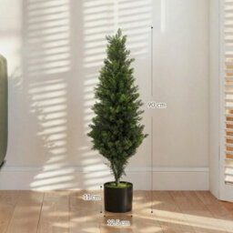 Homcom Set Of 2 Decorative Artificial Plants Cypress In Weighted Pot, 90Cm - thumbnail 3