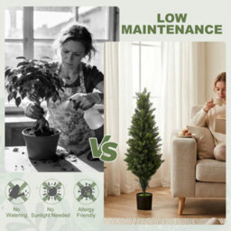 Homcom Set Of 2 Decorative Artificial Plants Cypress In Weighted Pot, 90Cm - thumbnail 5