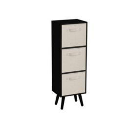 Urbn-Living Urbnliving 80Cm Height 3 Tier Black Wooden Storage Bookcase Scandinavian Style Black Legs With Cream Inserts