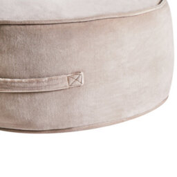 Wyld And Coco Glam Velvet Ottoman Pouffe Light Brown Round 60Cm - Practical Handle, Scandinavian Design - thumbnail 5