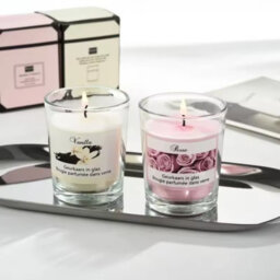 Pair Of Vanilla And Rose Glass Soy Candles , Handmade Aromatherapy Gift Set - thumbnail 1