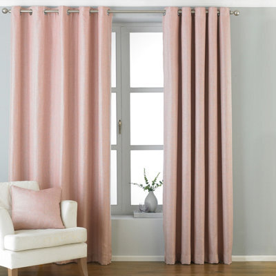 Paoletti Atlantic Twill Woven Room Darkening Eyelet Curtain Pair Blush (W)168Cm X (D)183Cm - image 1