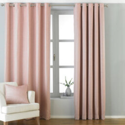 Paoletti Atlantic Twill Woven Room Darkening Eyelet Curtain Pair Blush (W)168Cm X (D)183Cm