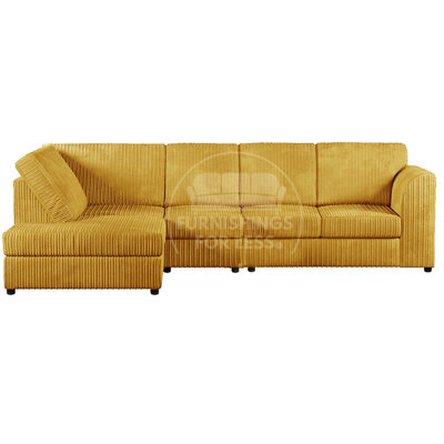 Furnishings For Less UK Luxor Mustard Jumbo Cord Large 5 Seater Corner Sofa Long Left Hand Facing - Full Back - image 1