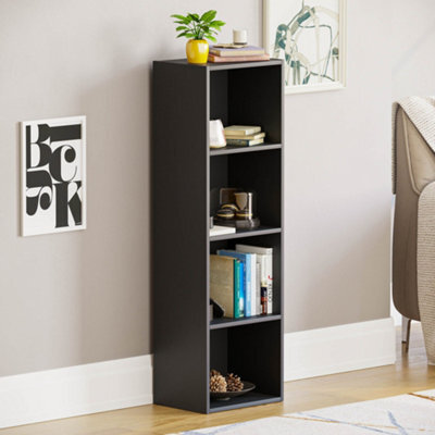 Lassic Vida Designs Oxford Black 4 Tier Cube Bookcase Freestanding Shelving Unit (H)1060mm (W)320mm (D)240mm - image 1