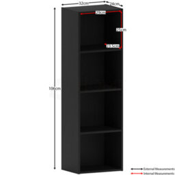 Lassic Vida Designs Oxford Black 4 Tier Cube Bookcase Freestanding Shelving Unit (H)1060mm (W)320mm (D)240mm - thumbnail 2