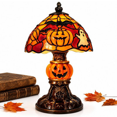 CLEFFNS Retro Pumpkin Bat Pattern Desk Lamp, Ghost Lantern For Halloween Home Decor Usb Powered Warm Led Night Light For Bedroom - image 1