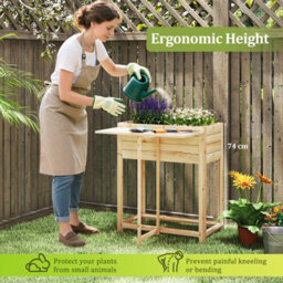 Gainoom Wooden Raised Garden Bed Natural Foldable Side Table W/ Legs - thumbnail 9