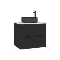 Royal Bathrooms Venice 600mm Matt Nocturne Black Wall Mounted Bathroom Countertop Vanity Unit 2 Drawer With Art Square Basin - thumbnail 7