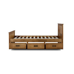 Captain Oak Finish 3 Drawer Wooden Single Storage Bed - thumbnail 9