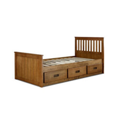 Captain Oak Finish 3 Drawer Wooden Single Storage Bed - thumbnail 5