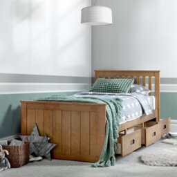 Captain Oak Finish 3 Drawer Wooden Single Storage Bed - thumbnail 2