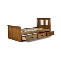 Captain Oak Finish 3 Drawer Wooden Single Storage Bed - thumbnail 6