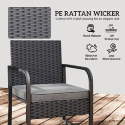 Outsunny Rattan Bistro Set, 3 Piece Garden Furniture Set Cushions, Black - thumbnail 5